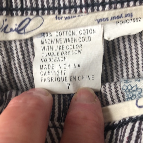 O’Neill striped 100% mini skirt rope tie up at waist 5 pockets Sz 7 - Picture 4 of 10